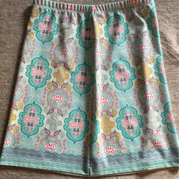 Talbots Light Blue Paisley Floral Stretch Elastic Waist Skirt - Size Large - Picture 6 of 13